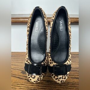 Vaneli Animal Print Calf Hair Fur Buckle Loafer Ballet Flats Slip On Shoes  sz 9